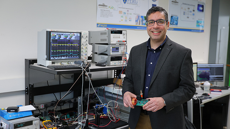 Lab portrait of Dr. Raghav Khanna, the Leidich Family Endowed Professor of Power Systems.