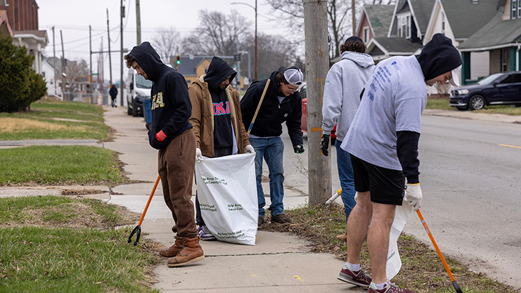 As part of the BIG Event's partnership with Keep Lucas County Beautiful, members of Pi Kappa Alpha picked up litter in the surrounding Toledo communities.