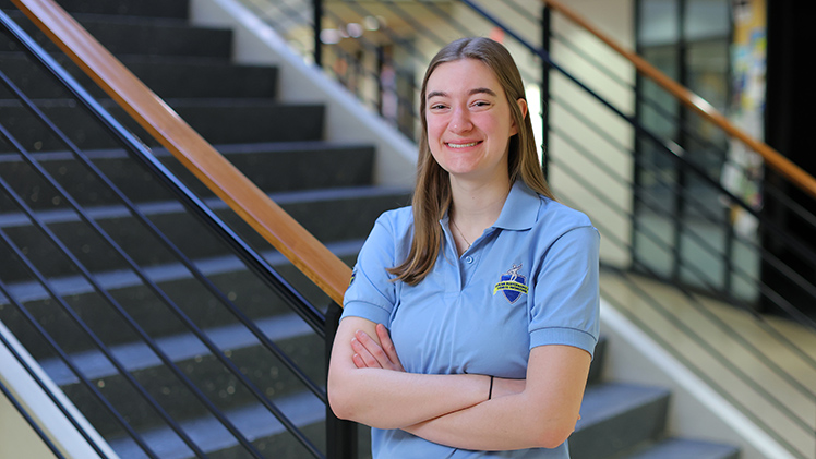 Portrait of senior Sarah Staudt, who is graduating in May from the Human Performance and  Fitness Promotion (HPFP) program.
