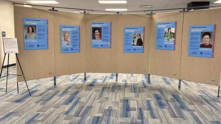 Photo of part of the Women’s History Month Notable Rockets Spotlight exhibit.