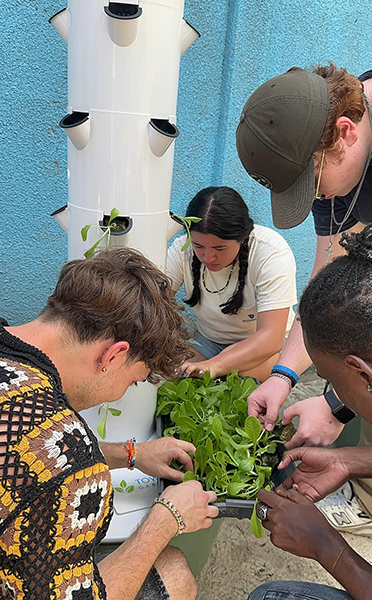 On the final day of the trip, students joined the staff of International Samaritan to assist in the installation of a hydroponic tower garden at a local school. The completed garden will provide fresh produce and hands-on agricultural education from members of the community for years to come.