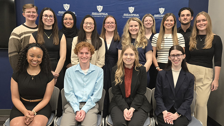 College of Pharmacy students pose for a group photo as they celebrated their residency matches during a reception on April 16.