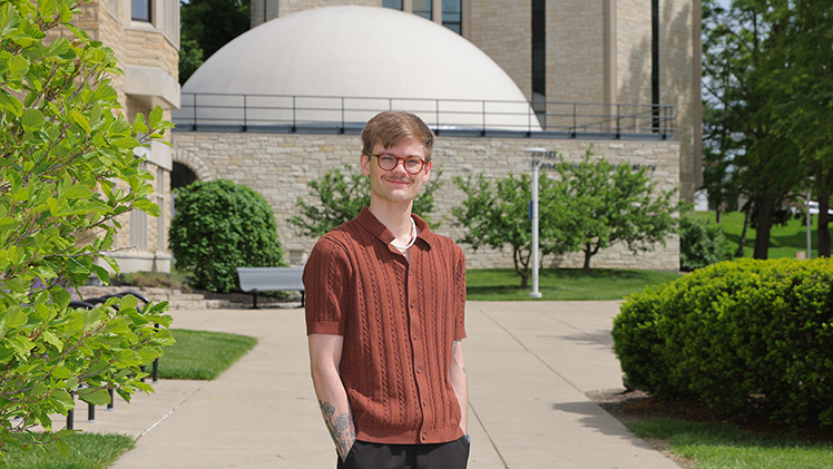 Outside portrait of University of Toledo doctoral student Hunter Brooks.
