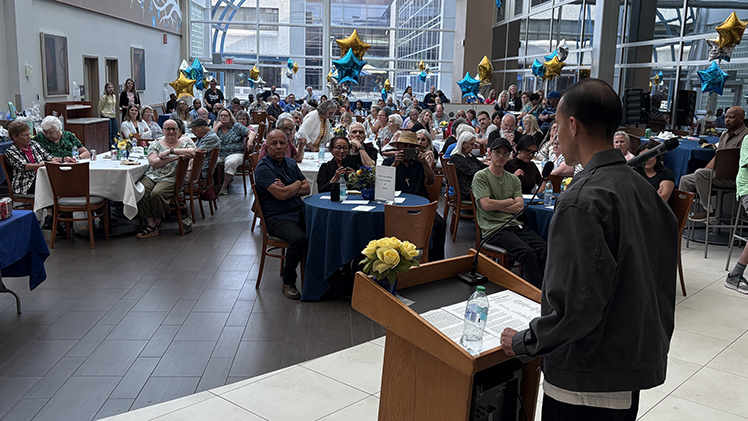 Cancer survivor Leonardo Gomez, keynote speaker at Tuesday's annual Cancer Survivorship Celebration at Dana Cancer Center, shares the story of his cancer diagnosis and treatment.
