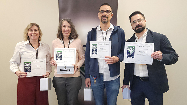 From left, Dr. Jyl Matson, Margaret Hoogland, Dan Hernandez and Dr. Hossein Sojoudi.