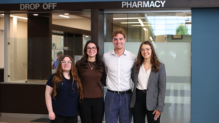From left, PGY1 pharmacy residents Chloe Spooneybarger, Joel Talley and Sydney Free, and Dr. Bree Meinzer, director of the PGY1 Pharmacy Residency Program at UToledo Health.