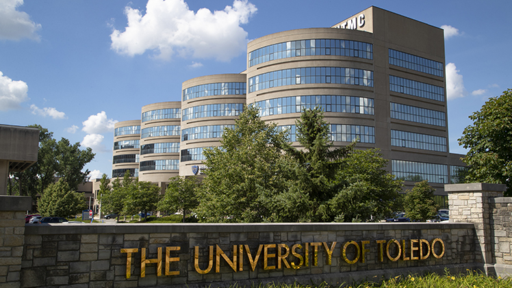 Building exteriors of the University of Toledo Medical Center (UTMC) in Summer