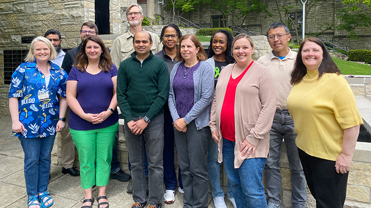 Front row, from left: Dr. Alana Malik, Kate Bryant, Dr. Nurul Raihen, Katharine Fisher, Dr. Lindsey Fresenko and Dr. Jeanne Kusina. Back row, from left: Dr. Rajab Suliman, Cody Hill, Dr. Paul Wise, Erica Parish, Dr. Leslie Neyland-Brown and Dr. Song Qian.
