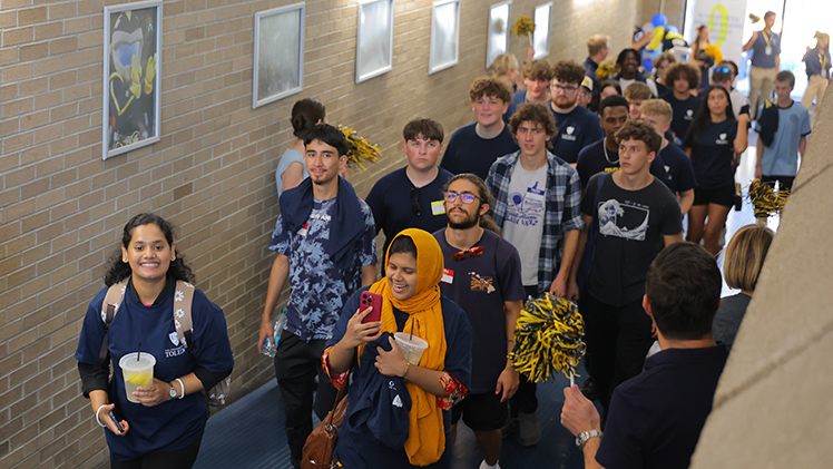 The Class of 2030 then made its way to Rocky’s Welcome, the annual tradition introduces new Rockets to campus leaders, traditions and the spirit of Rocket Nation, in Thompson Student Union Auditorium. 