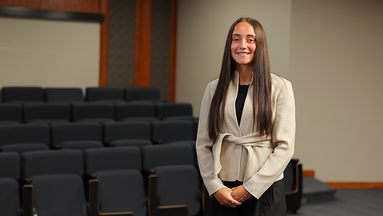 Portrait of Toledo women's soccer defender McKenna Schultz is balancing Division I athletics with her studies at the College of Law, drawing on support from coaches, faculty and family along the way.