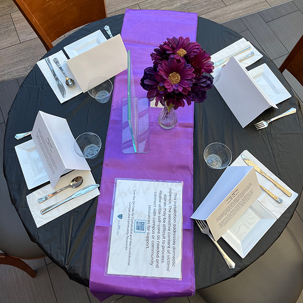 Throughout October, the Empty Place at the Table installation honors the lives of individuals from the Toledo community who have died because of domestic violence. Their stories will be displayed at tables within various eateries around campus to represent the place at the table that is left empty because of domestic violence.