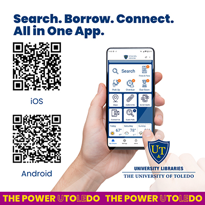 Promotional graphic for University Libraries' new app.
