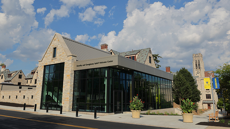 The Dorothy and Georgianna Saloff Welcome Center presents a new “front door” to the University near the intersection of Bancroft Street and Campus Road.